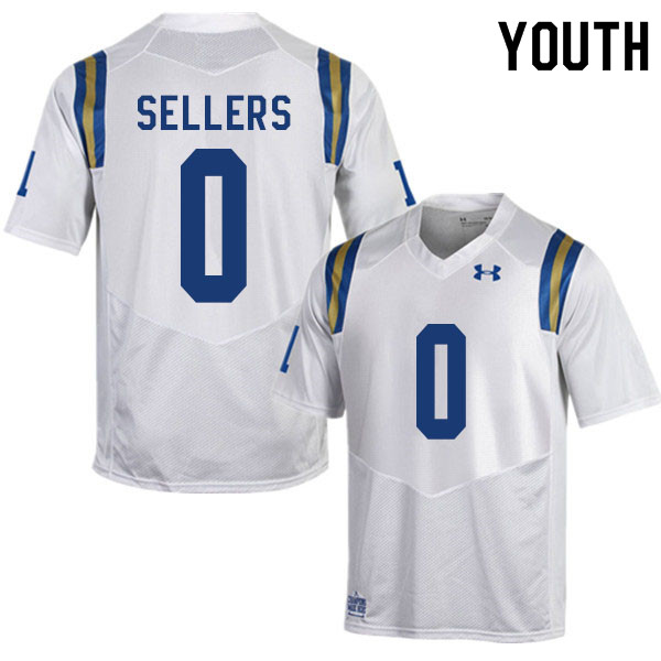 Youth #0 Damian Sellers UCLA Bruins College Football Jerseys Sale-White - Click Image to Close